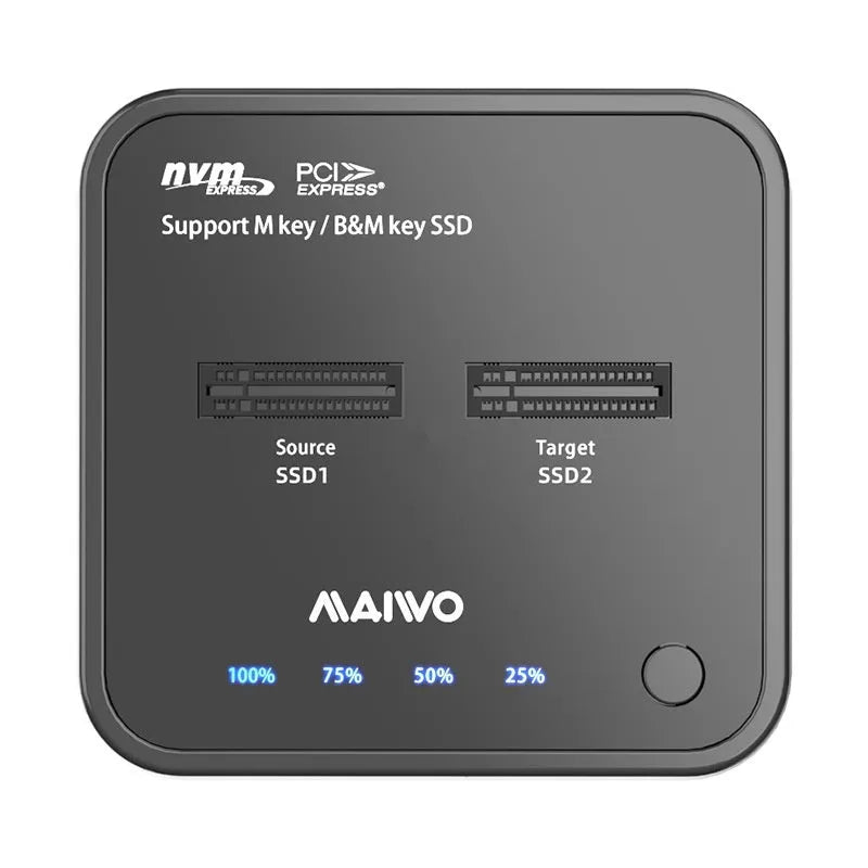 MAIWO K3016 M.2 solid state drive duplicator dock with data cables and power adapter