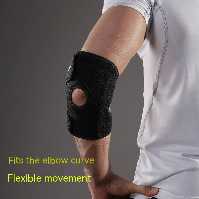 Black adjustable sports elbow guard for basketball, football, tennis and outdoor training activities