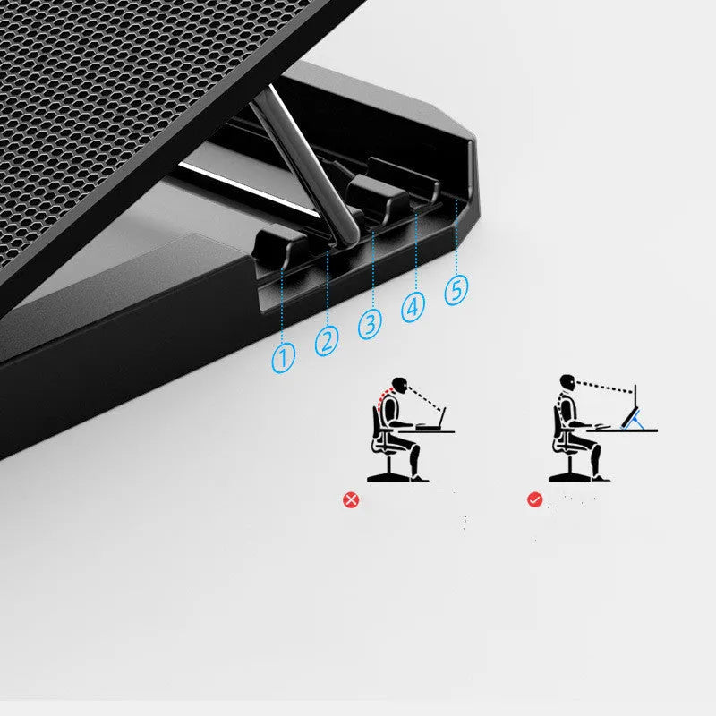 A9 laptop cooler with six fans, alloy body, 360x255x27mm, black regular version