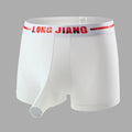 Men's ice silk trunk open boxer shorts on a mid waist, shown in multiple solid colours.