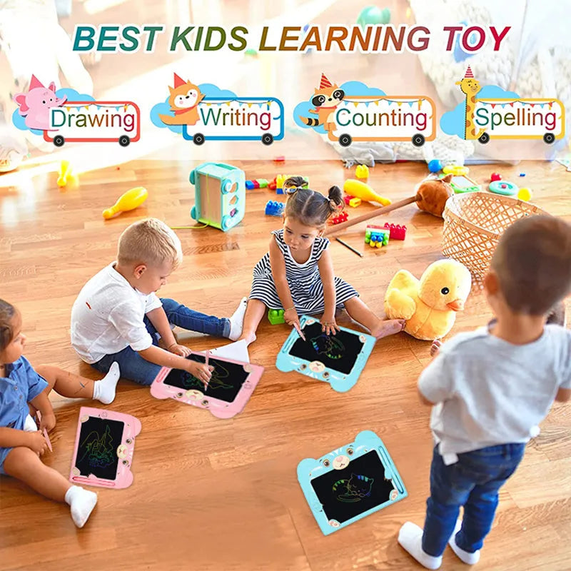 Cute bear cartoon LCD drawing tablet for children in blue or pink colour