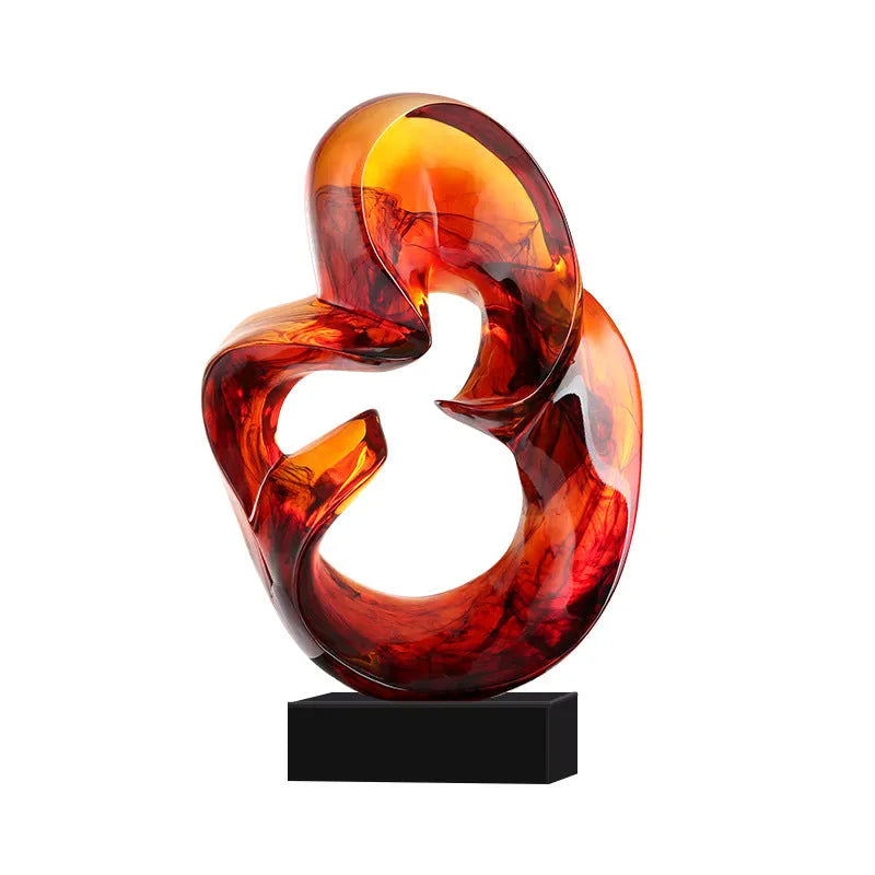 Transparent resin ornament sculpture in modern design style