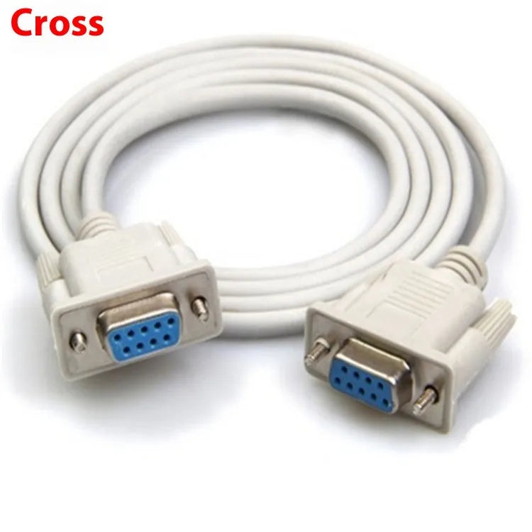 Female-to-female DB9 RS232 serial cable 1.5 metres long in milky white colour