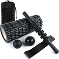 Black foam roller massage bar measuring 33cm with PVC grip pieces
