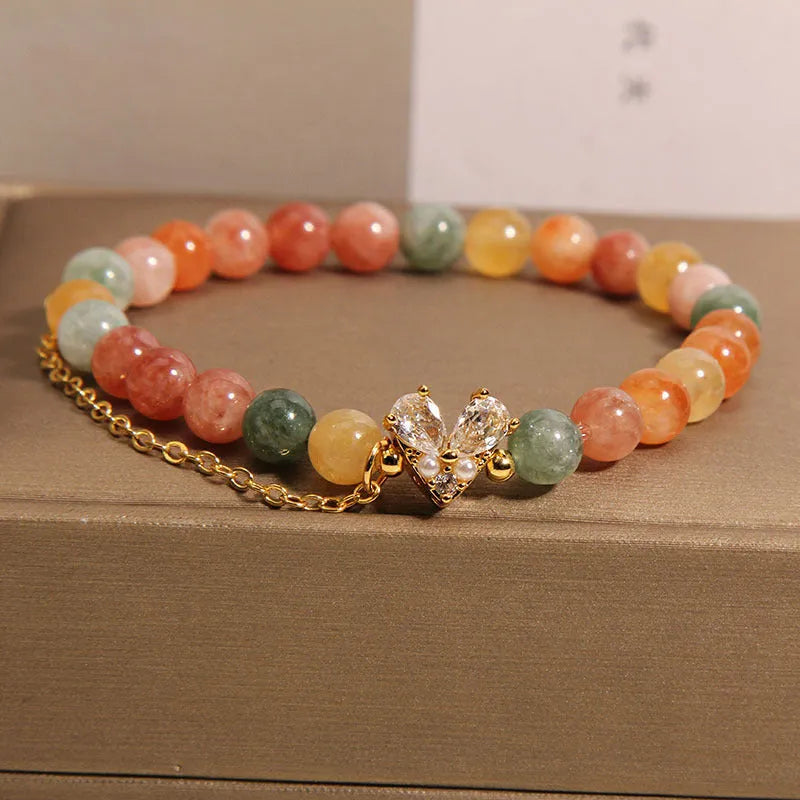 Fu Lu Shou crystal bracelet for women with V-shaped zircon charms and cartoon styling