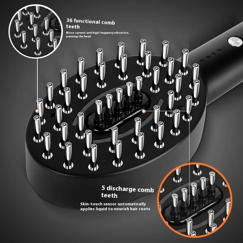 KD3802 Black rechargeable handheld scalp massager with medicine application capability