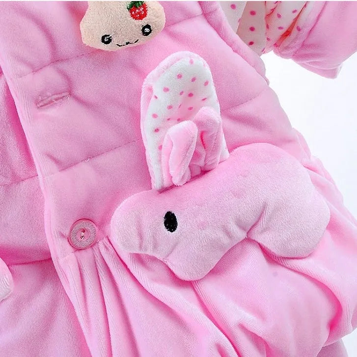 Girls three-piece autumn winter clothing set with jacket, vest, and trousers in pink colour