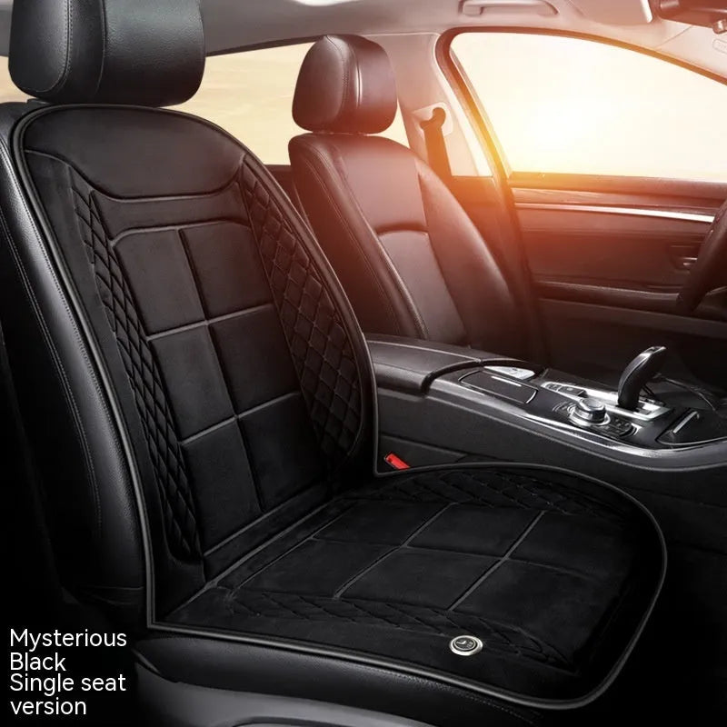Auto heating cushion for car seats in beige, black, or coffee colours with cotton filler