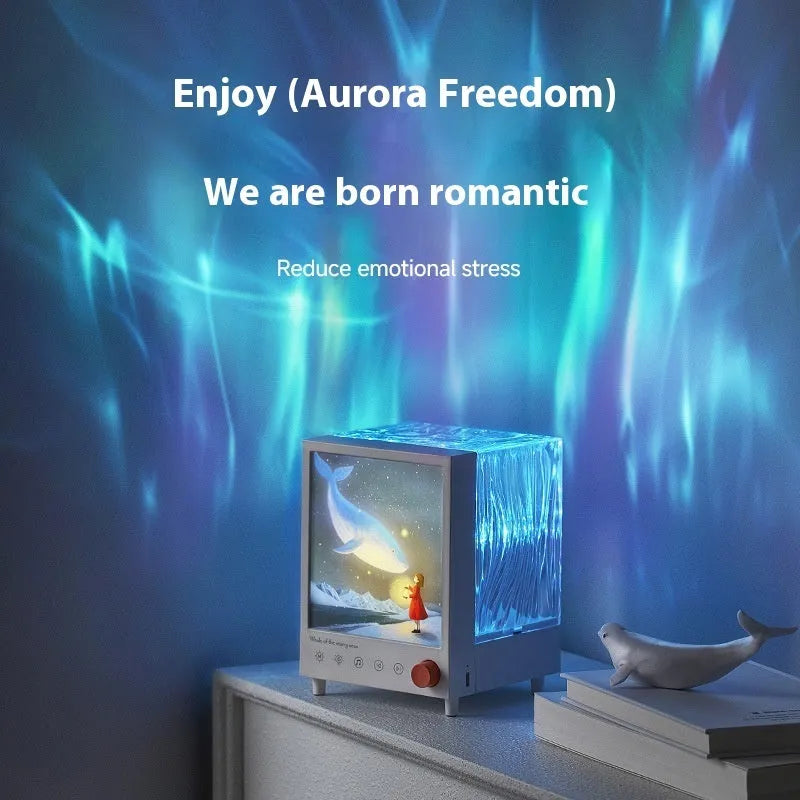 Aurora Treasure Box atmosphere projection lamp showing Star Sea Whale light colour and compact design