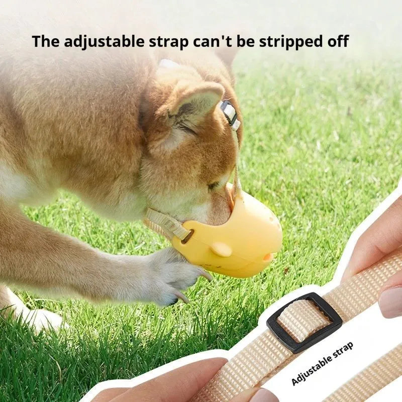 Portable adjustable dog muzzle in blue for small to medium dogs with breathable basket design