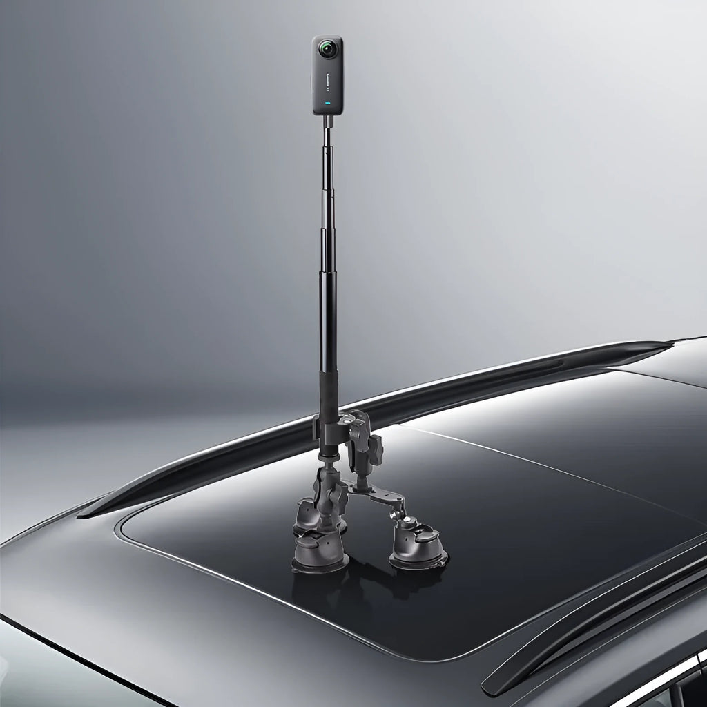 Insta360 panoramic camera suction cup fixed bracket with 1.2m extension rod for car roof mounting