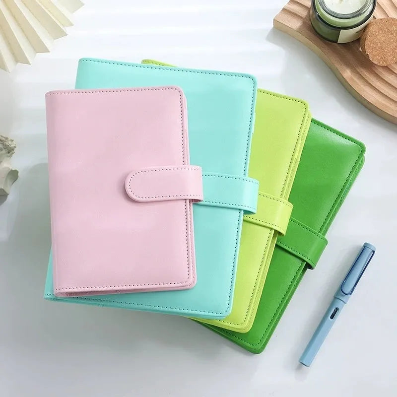 A5 PU leather notebook shell with zipper closure in solid colour