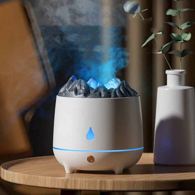 Volcano-shaped USB humidifier in black colour with mist output