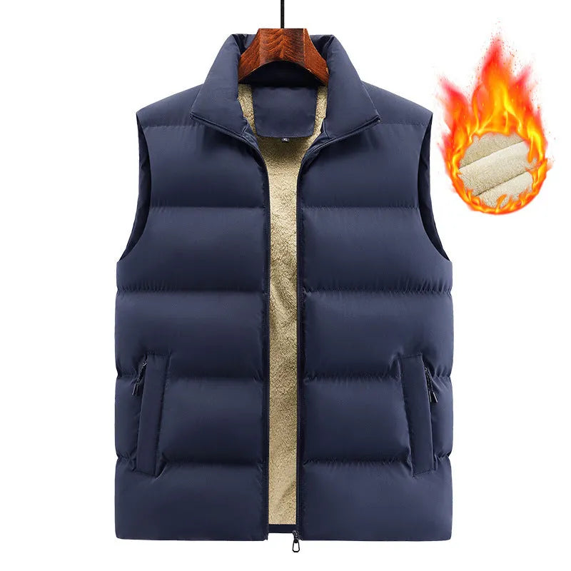 Men's striped lambswool vest in black, dark blue or red colours available in sizes M to 5XL
