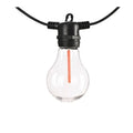 Waterproof outdoor string lights with transparent A60 bulbs on 5 metre cord for garden and wedding use