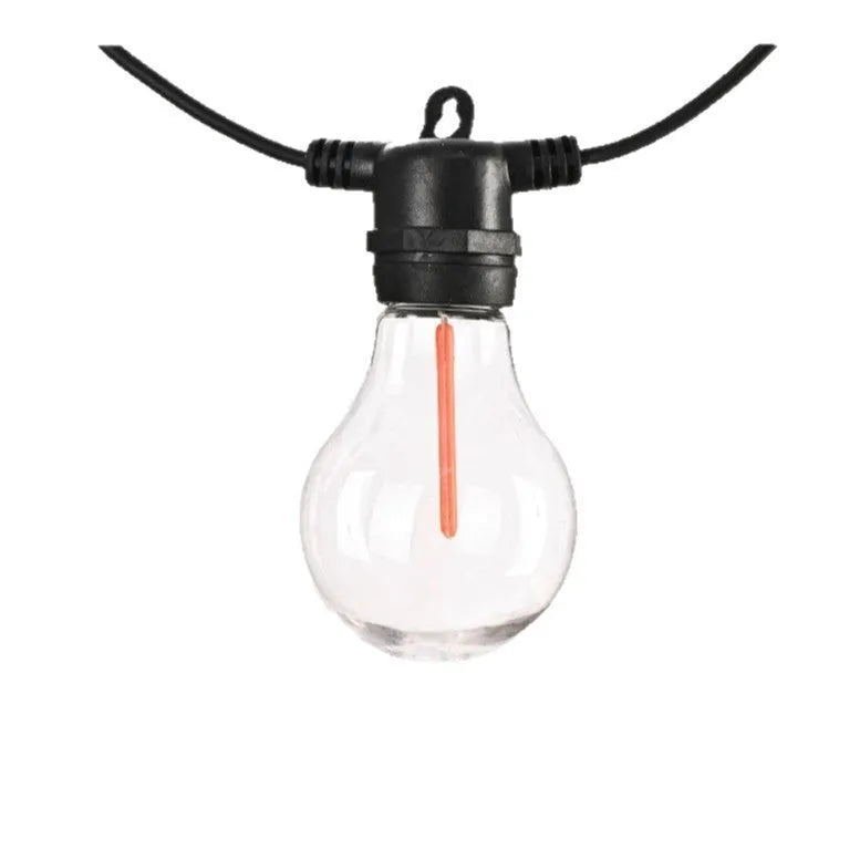 Waterproof outdoor string lights with transparent A60 bulbs on 5 metre cord for garden and wedding use