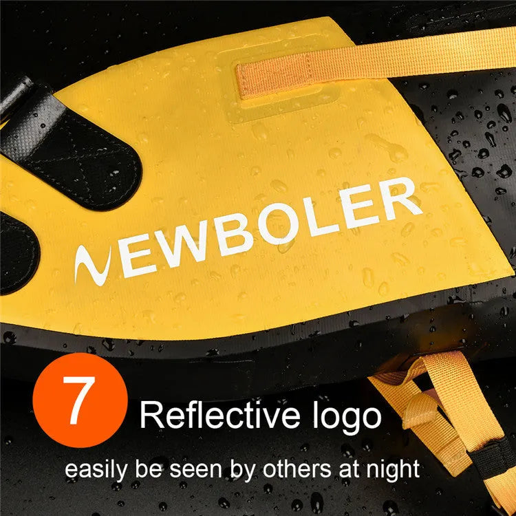 Waterproof PVC bicycle tail bag in yellow, black or green, showing 13L capacity.