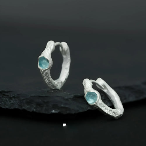 925 sterling silver burnt silver geometric round ear clip for women