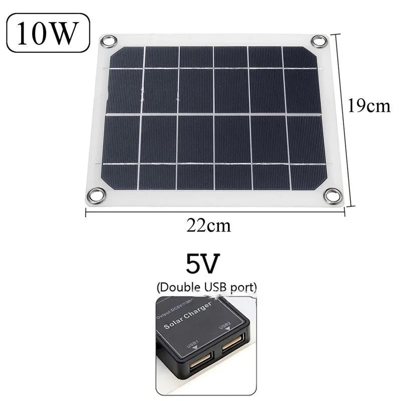 Polysilicon solar panel charger with dual USB ports for outdoor device charging