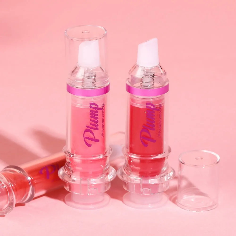 Tube of silky texture lip gloss showing shiny finish, available in six colours with 5ml content