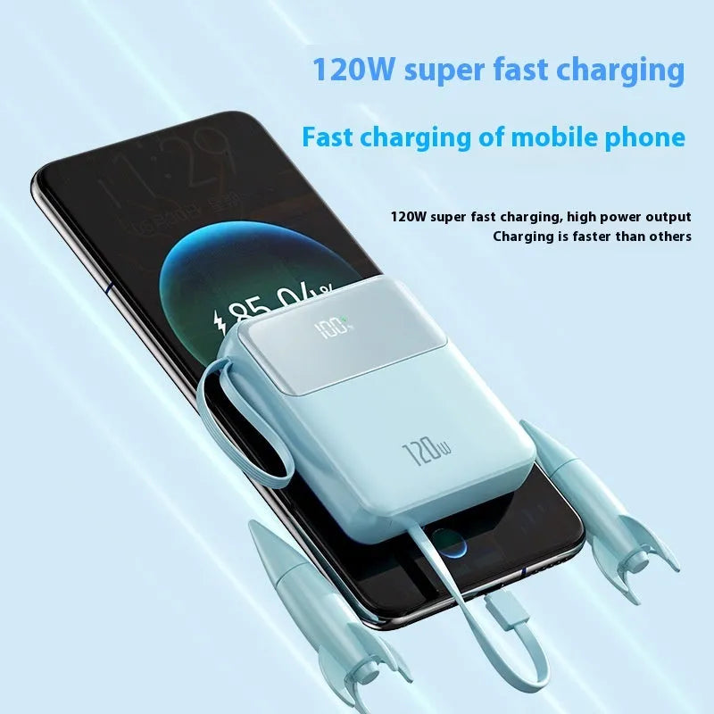Super fast charge mini digital display power bank with PD22.5W, plastic shell, compact 88x77x26.5mm, black colour
