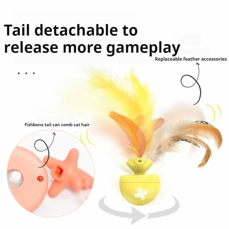 USB electric cat teasing ball with fish bone design and replaceable teasing stick