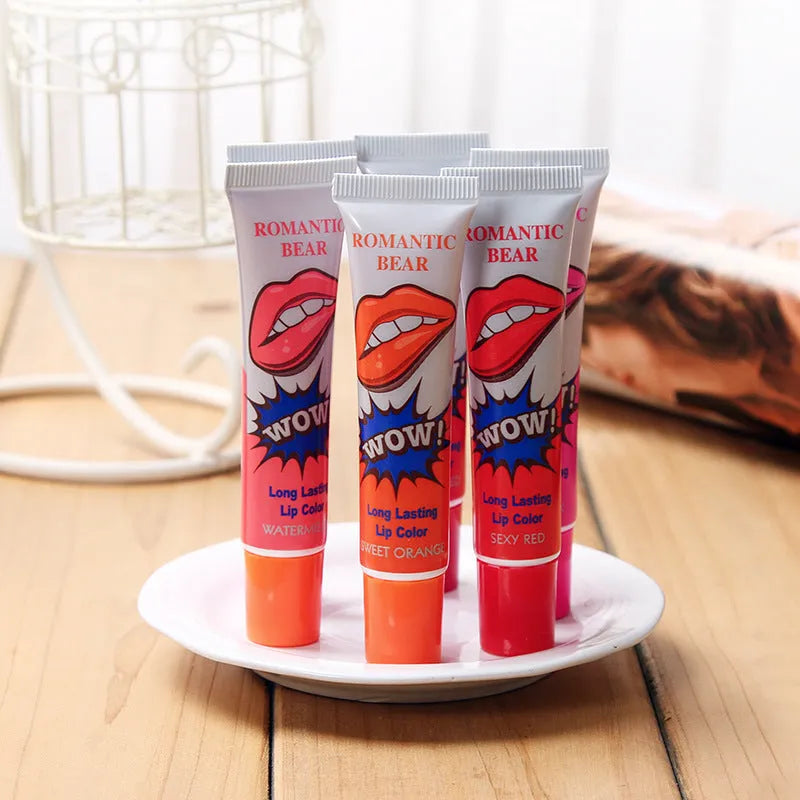 6 colour tear off liquid lipstick waterproof long lasting lip gloss mask moisture mineral peel off