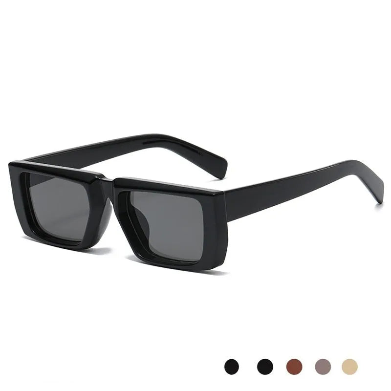 Y2K-style UV400 sunglasses in various frame colours including blue, green, and transparent grey on a plain background