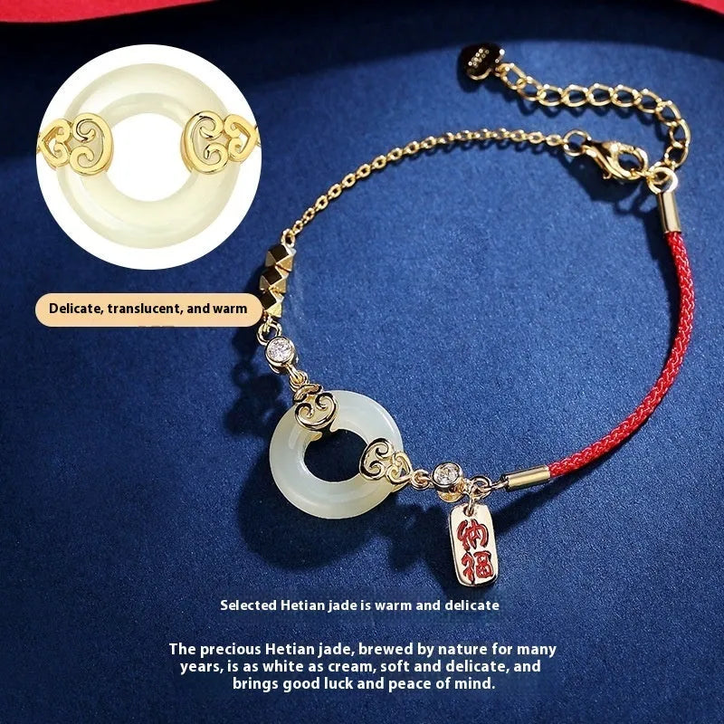 Sterling silver Chinese-style jewellery set with Hetian jade pendant, necklace, and earrings