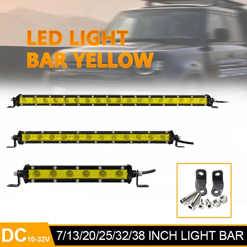 25-inch single row aluminium LED light bar with cool white LEDs and mounting brackets