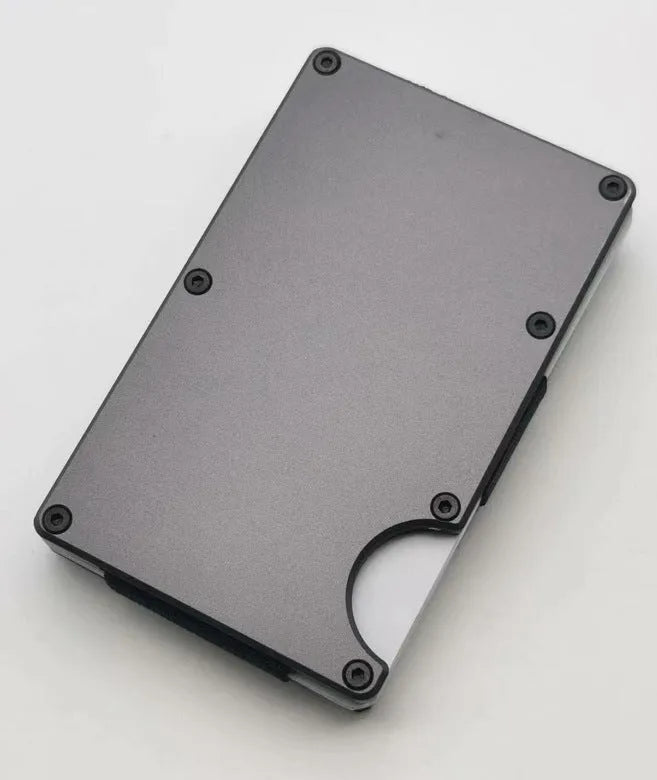 Aluminium alloy grey carbon fibre credit card wallet with RFID blocking