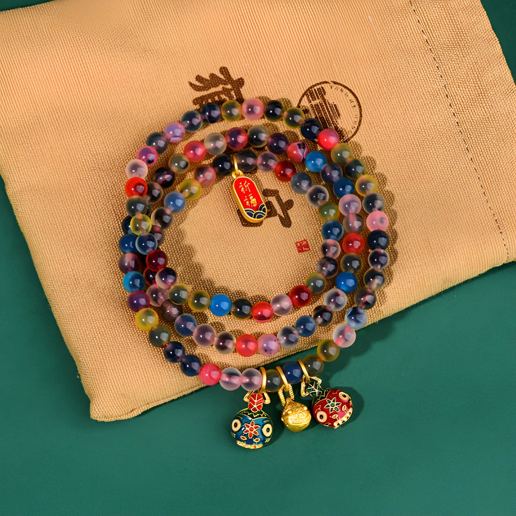 Dzogchen unisex agate bracelet with grey coloured glaze on wrist