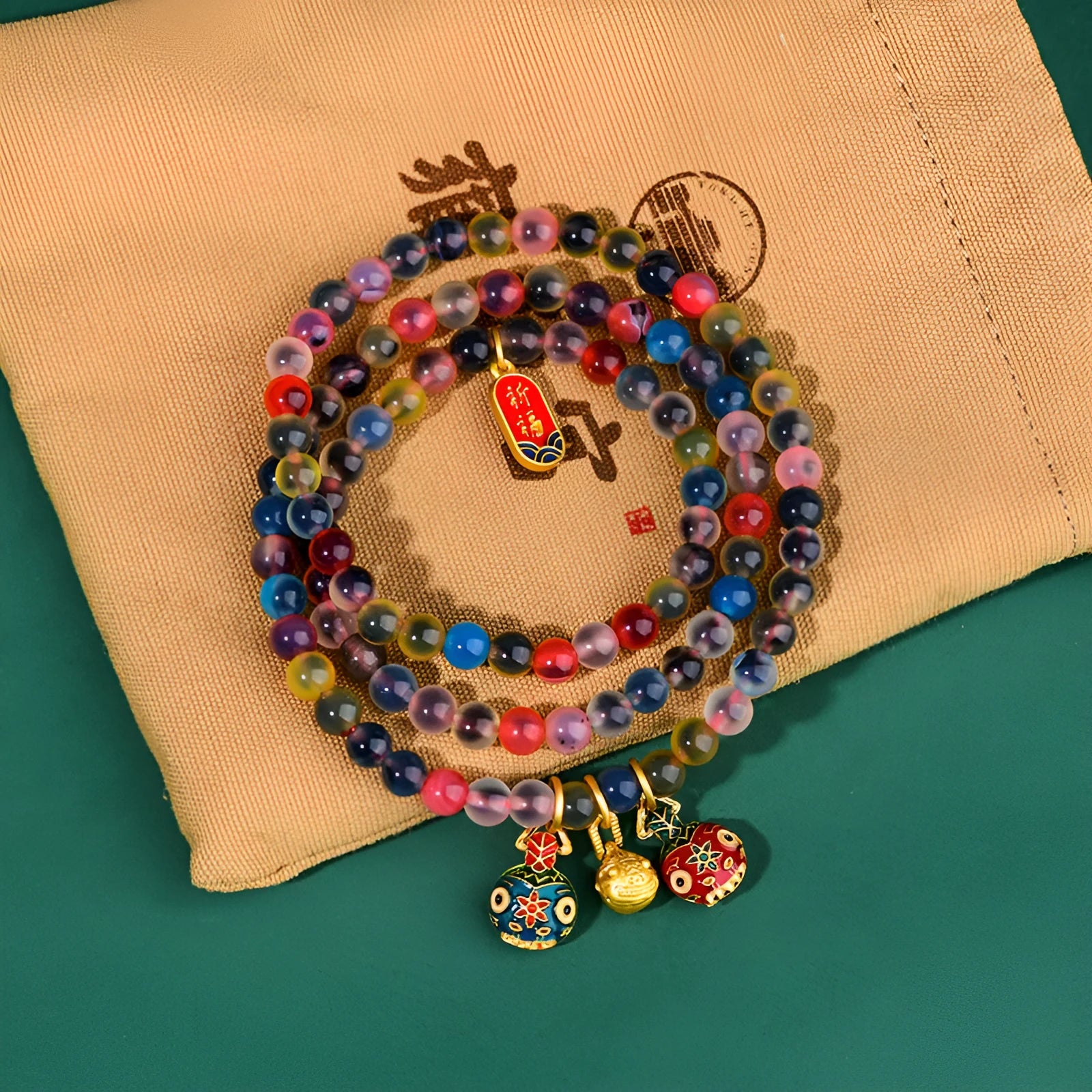 Dzogchen unisex agate bracelet with grey coloured glaze on wrist