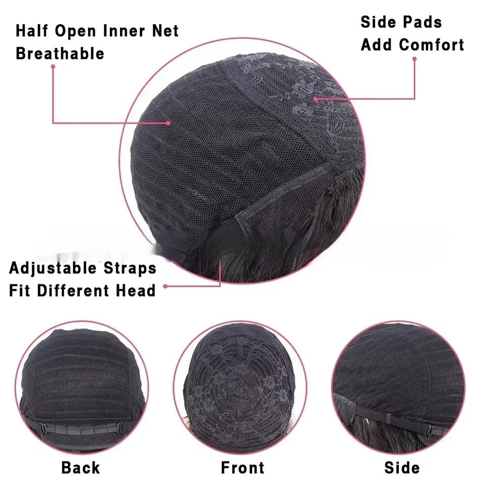 Natural colour full-mechanism human hair wig shown in a long style