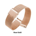 Milani silk woven stainless steel watch band in silver, black, rose gold and gold colours