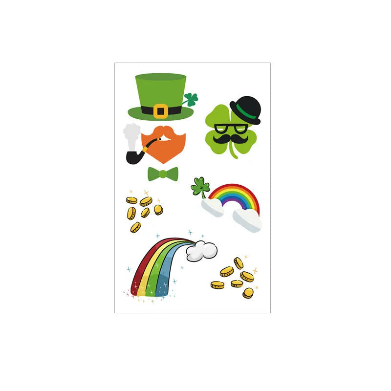 Temporary Irish flag clover tattoo sticker for children's faces, size 120x75mm.