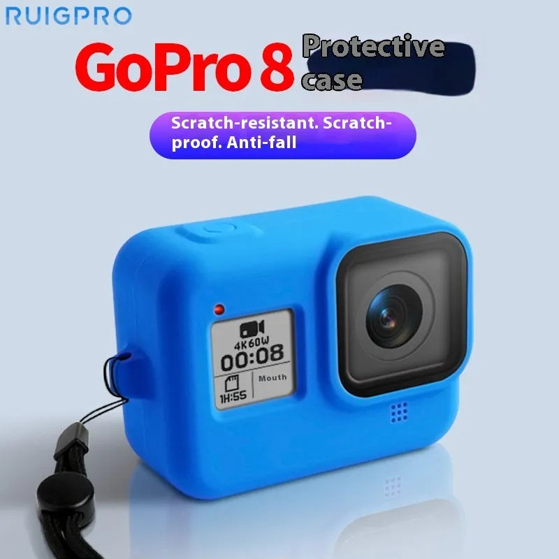 GoPro Hero8 Black silicone protective sleeve and anti-lost strap accessory kit in multiple colour options