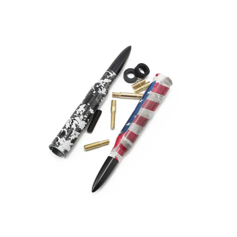 14cm camouflage pattern and American flag bullet car antenna for universal vehicle fit