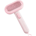 Large light green pet grooming comb with floating teeth and a built-in stainless steel shaver head for cats and dogs.