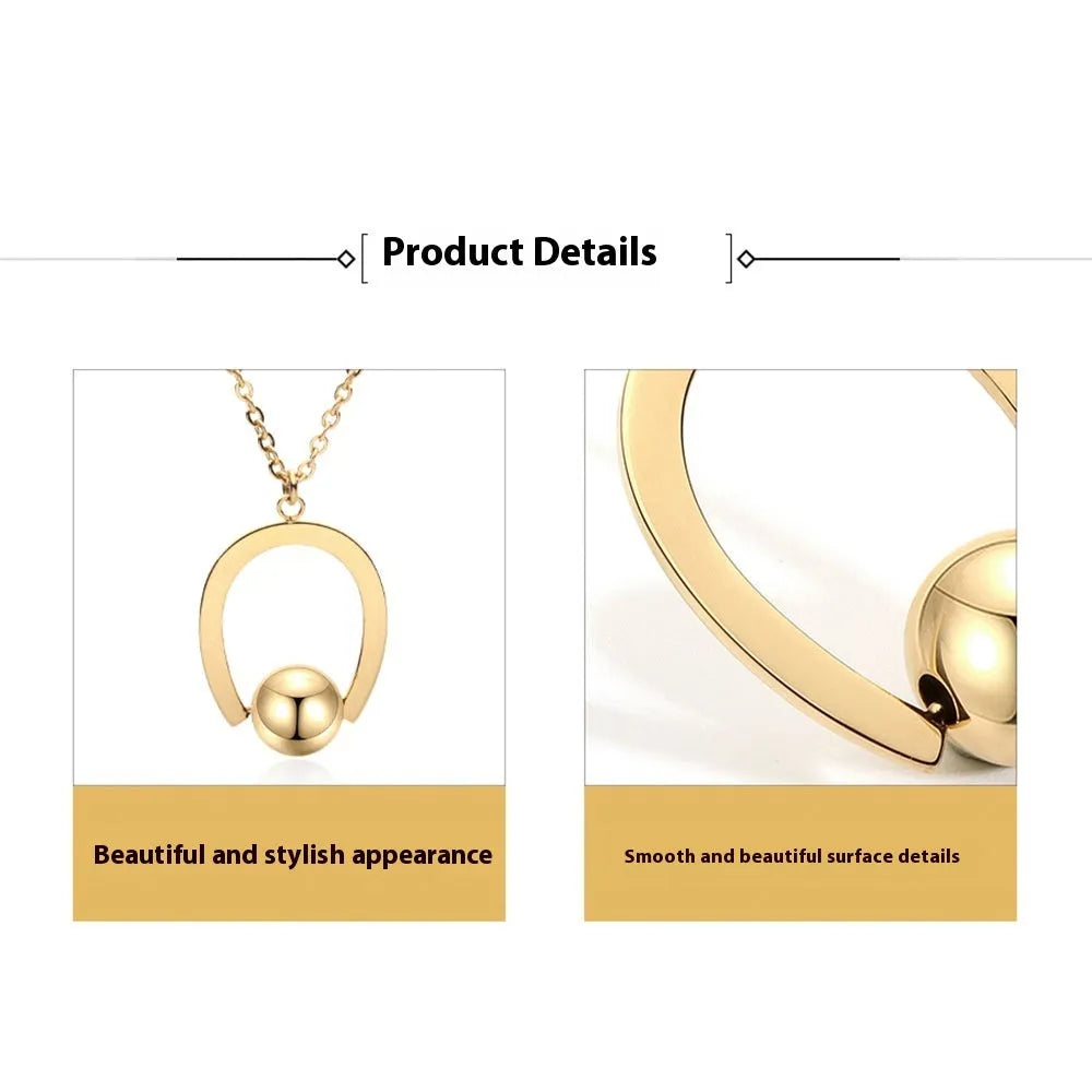 Gold-coloured adjustable stainless steel necklace with a geometry pendant on a cross chain.