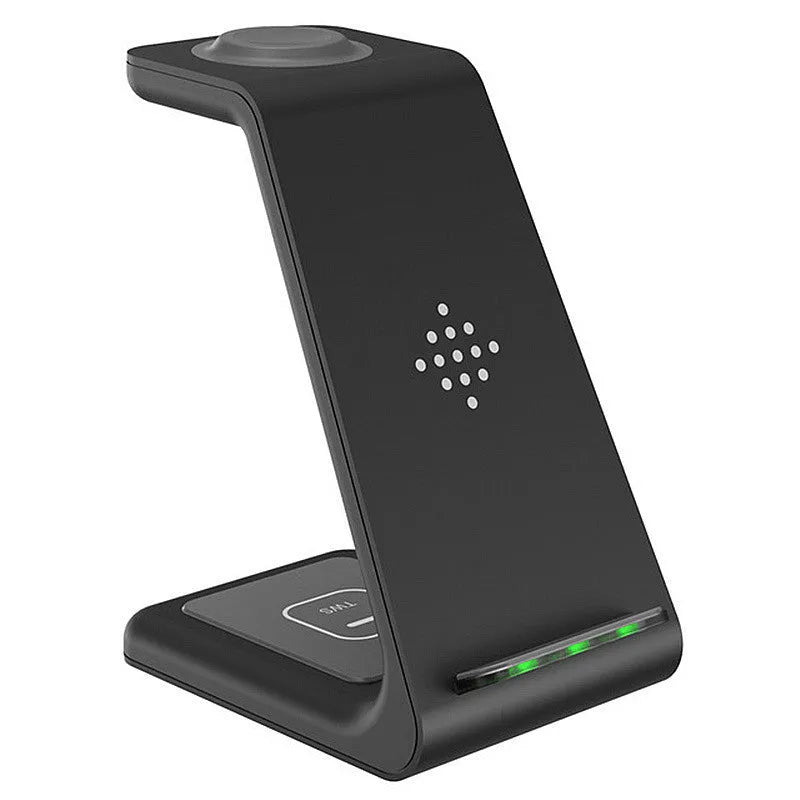 T3 model wireless charging pad for Apple iPhone, shown in black, white and grey colour options.