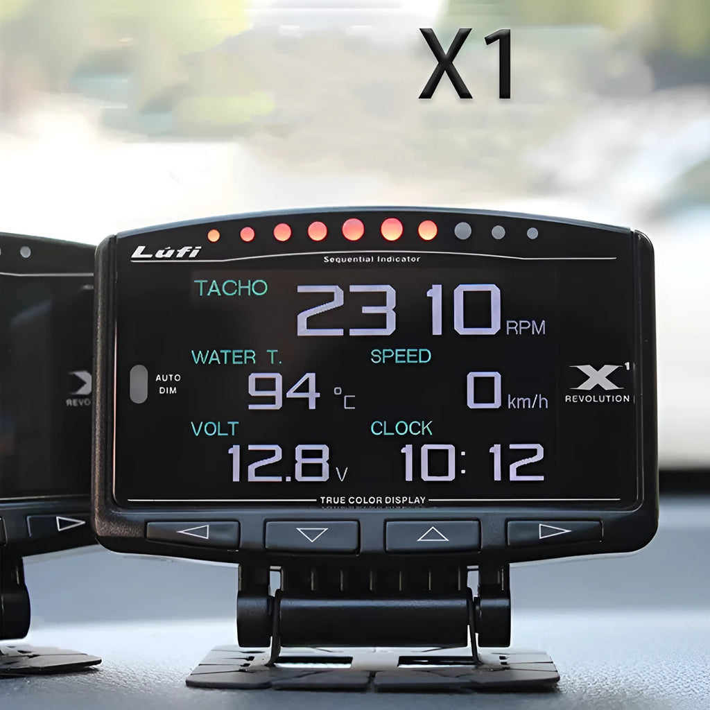 X1 Automotive OBD diagnostic scanner with metal housing and LED display for car fault code reading
