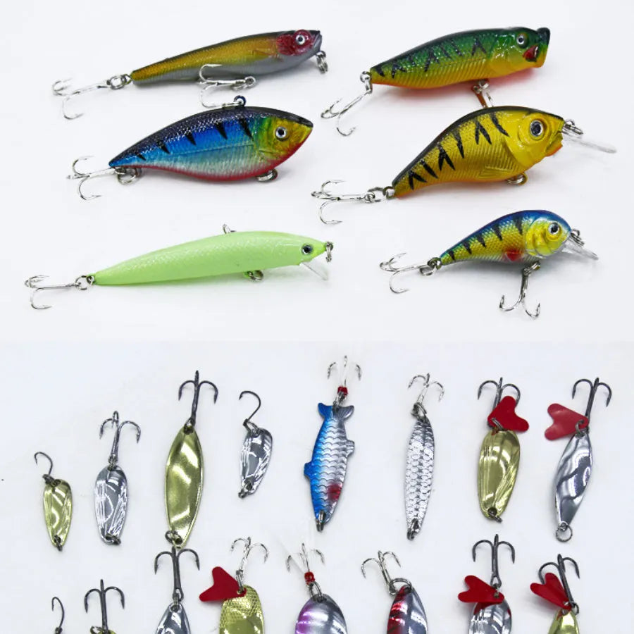 132-piece multi-function fishing lure bait set with plastic and high carbon steel construction