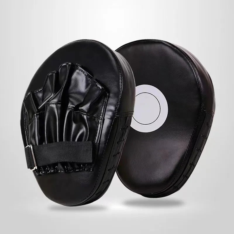 Boxing punch mitts and target pads for Sanda and Muay Thai training, available in curved or flat designs with multiple colour options.