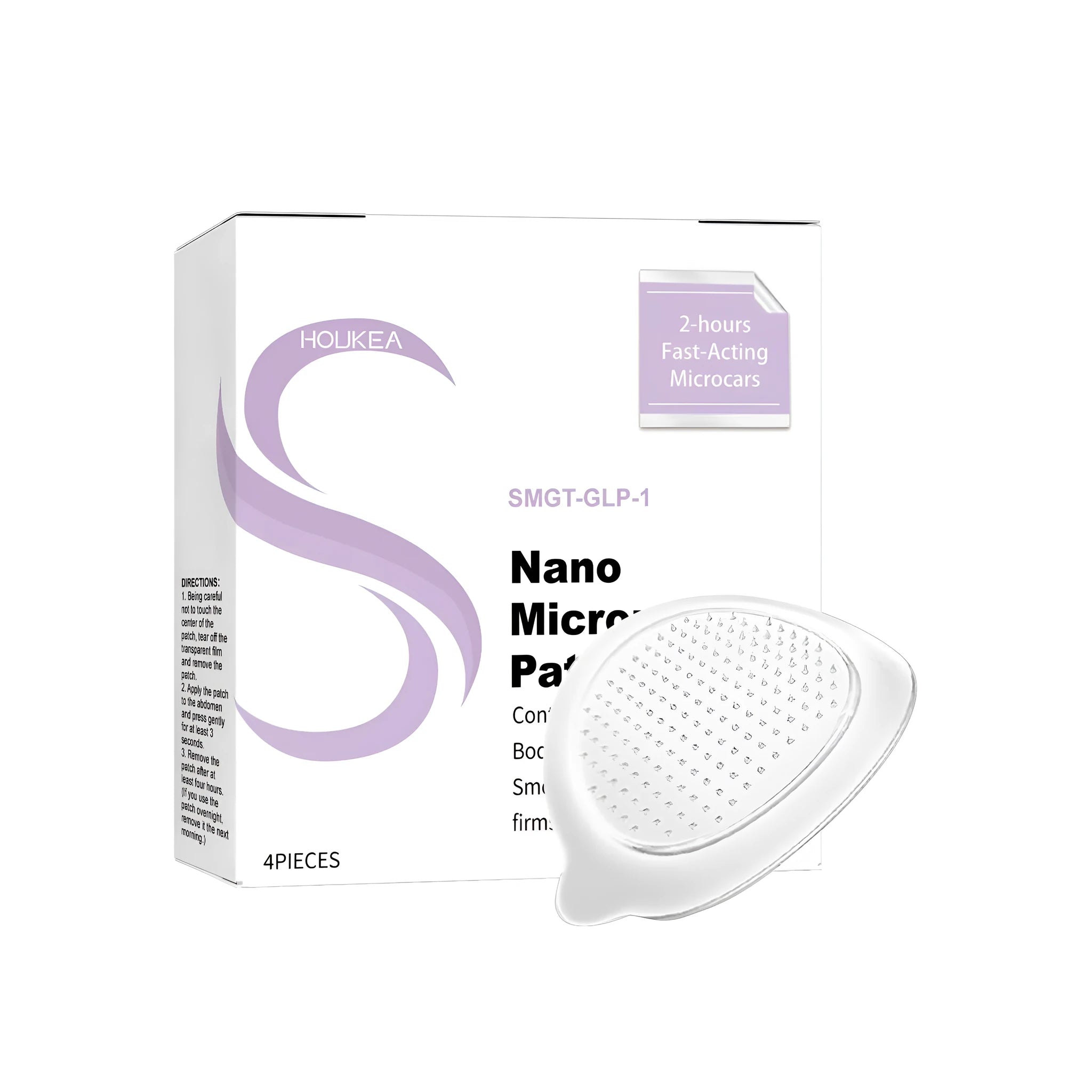 Nano microneedle patch package containing 4 pieces with ginger, mugwort root, and GLP-1 ingredients