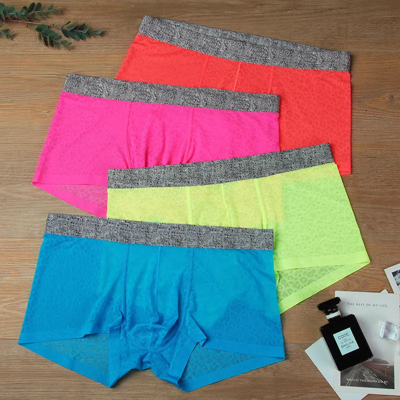 Men's lace boxer briefs with seamless construction in thin breathable fabric