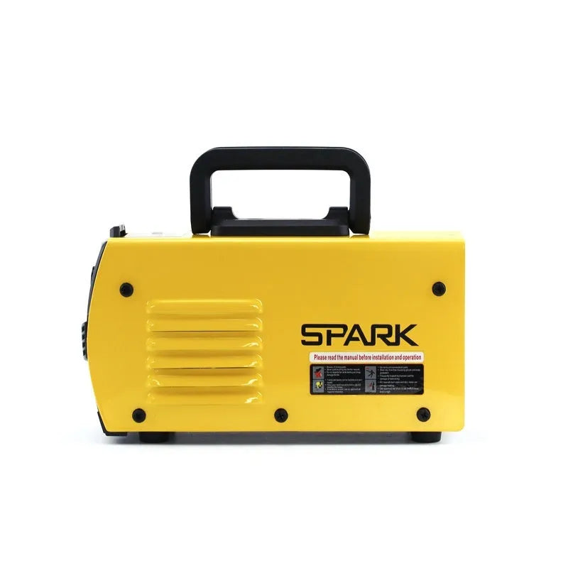 MMA-200MIN 220V DC inverter welding machine with welding tongs, clamp, face shield, and brush hanger.