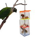 Transparent acrylic parrot foraging toy measuring 32cm tall with 5x5cm base