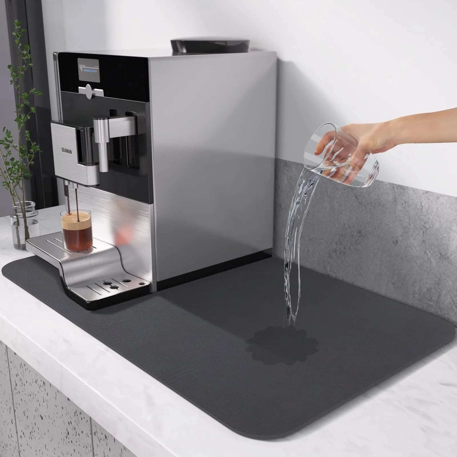 Square technical cloth drainage mat with black colour and rubber anti-slip backing