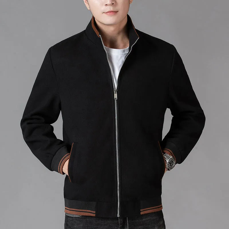 Men's grey sports-style fleece jacket with long sleeves and a stick pocket.